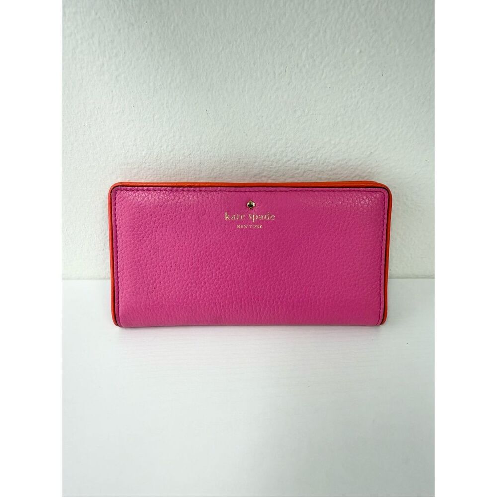 Kate Spade Cobble Hill Stacy Wallet Tulip Pink Snap Wallet Orange Colorblock